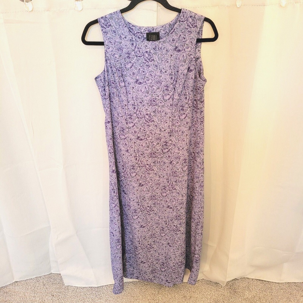 Vtg Teddi Dress Floral Fairy Cottagecore Size 6P Purple Prairie Romantic 16544